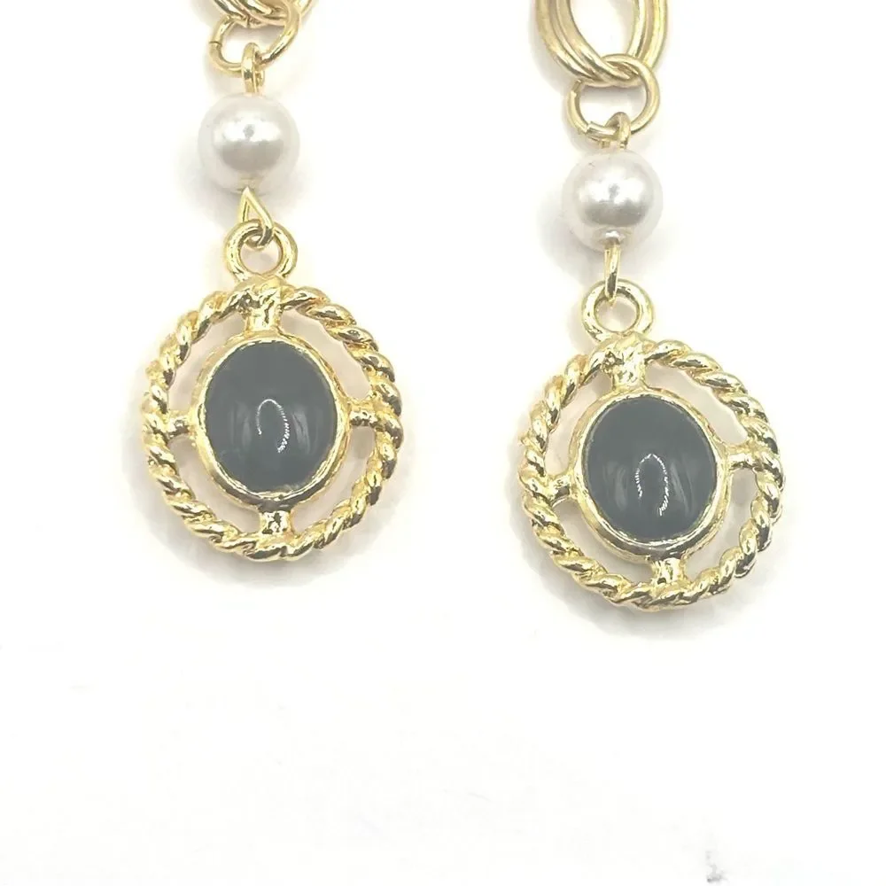 Elegant Gold and Black Dangle Earrings